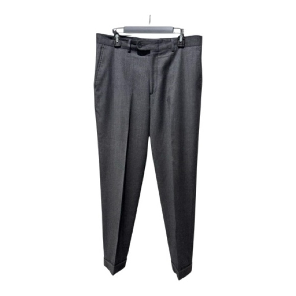 Linea Naturale Wool Pleated Dress Pants Men’s 34 Dark Gray Cuffed Workwear